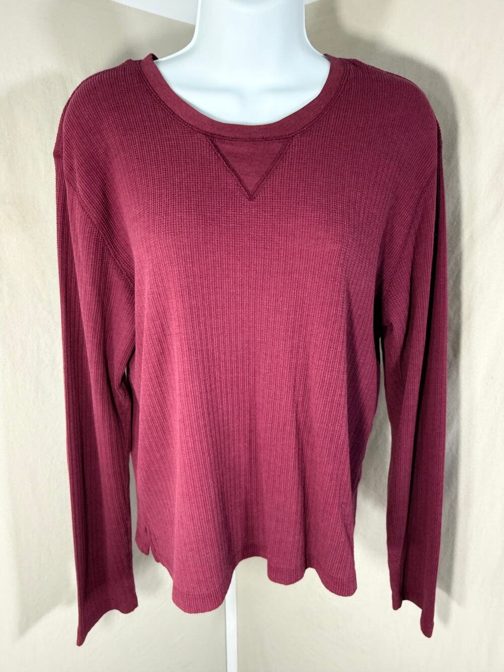 Secret Treasures Burgundy Waffle Knit Pullover Top Medium